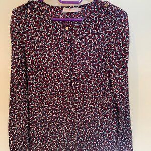 Tory Burch Silk Blend Red Agate Blouse, Size XS
